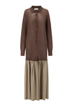 SWAYING 2025 Fall/Winter Collection: Fish-tail design polo dress/long dress SW-SW25AW2L03C2S2-ZONG (Brown)